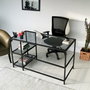 Hanah Home Mesa de Estudio M101F 130x60cm, Cristal Templado y Metal, Diseño Moderno e Industrial